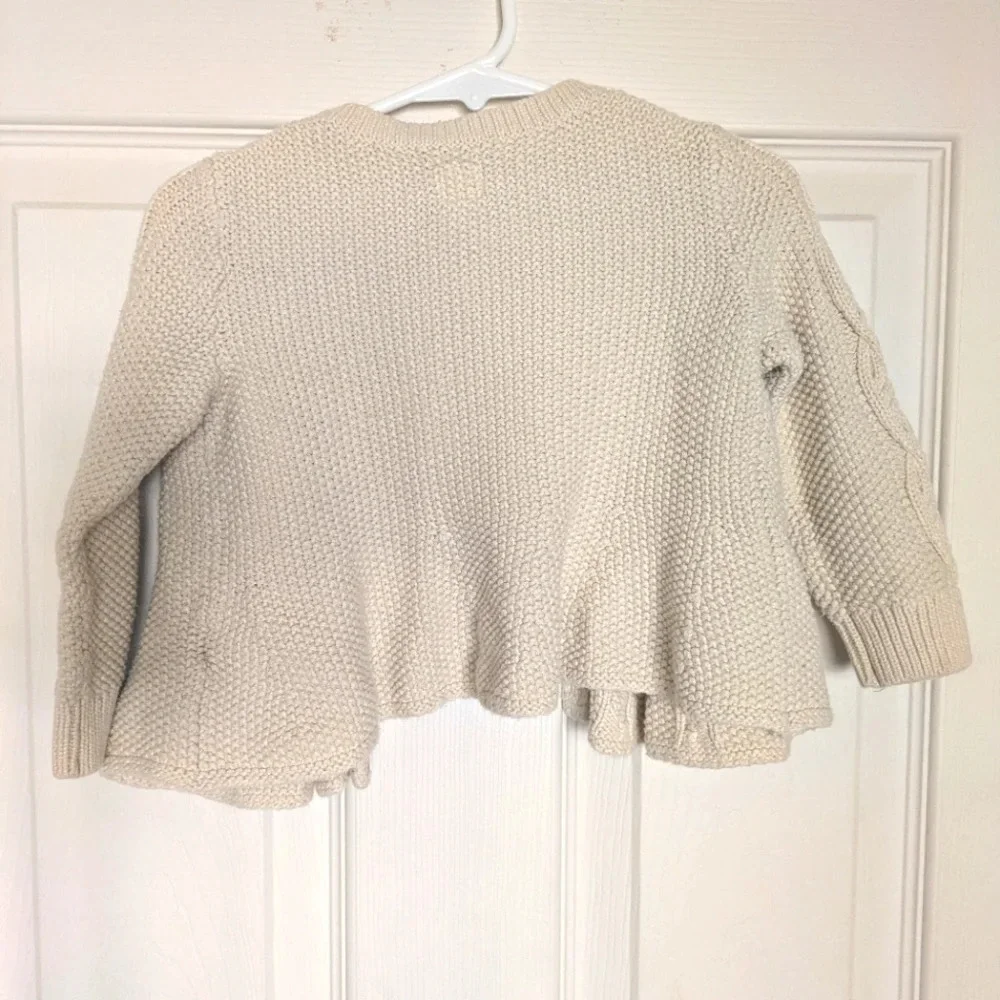 Baby Gap 100% Cotton Cable Knit Cream Cardigan Toddler size 12-18m